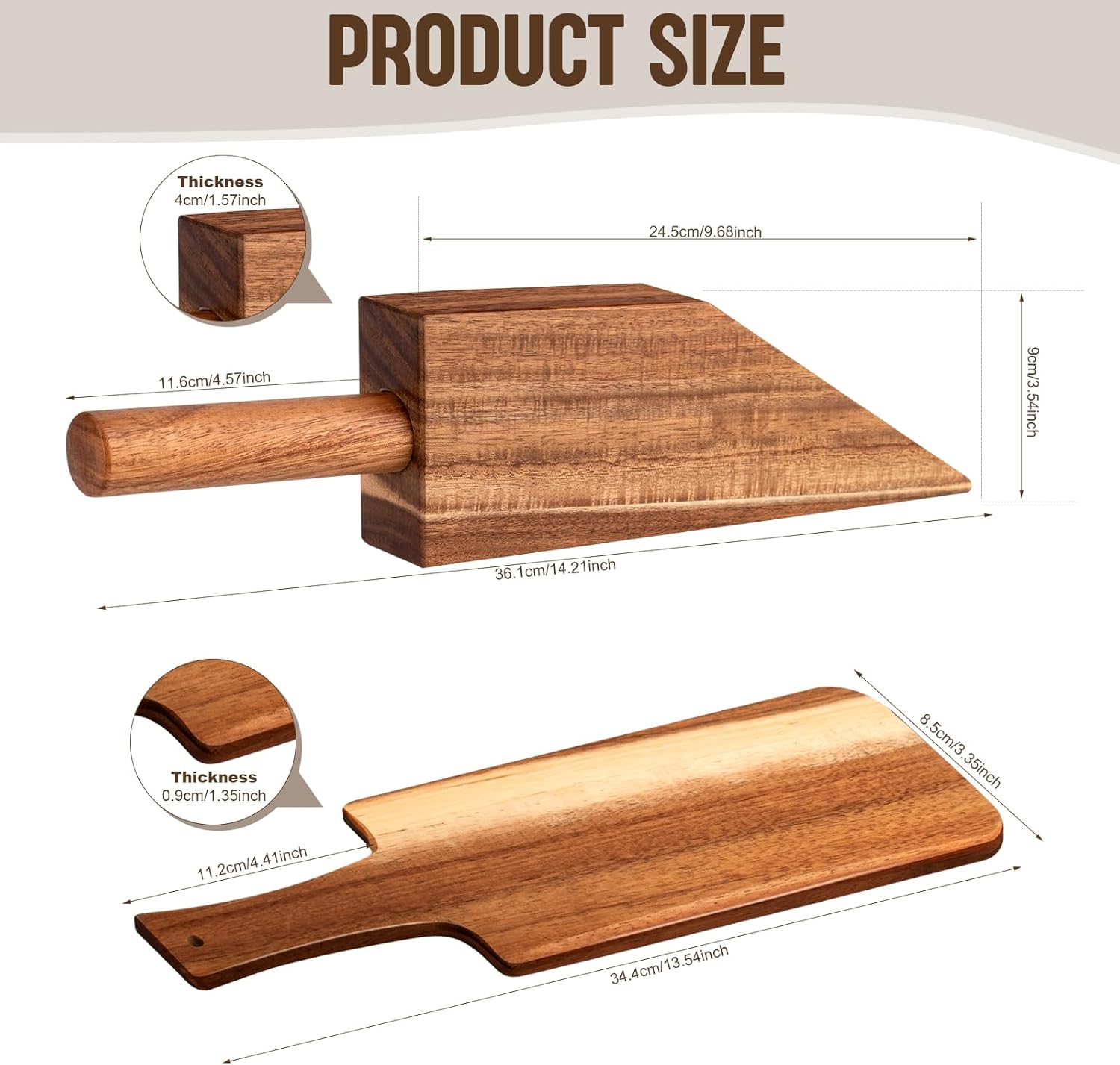 Mattress Lifter and Bed Sheet Tucker Tool Set 2PCS Upgraded Acacia Wood Mattress Lifter Wedge and Bed Maker Tool, Reusable, Comfort Grip and Lever-Action Lift for Tuck Sheets or Bed Skirts