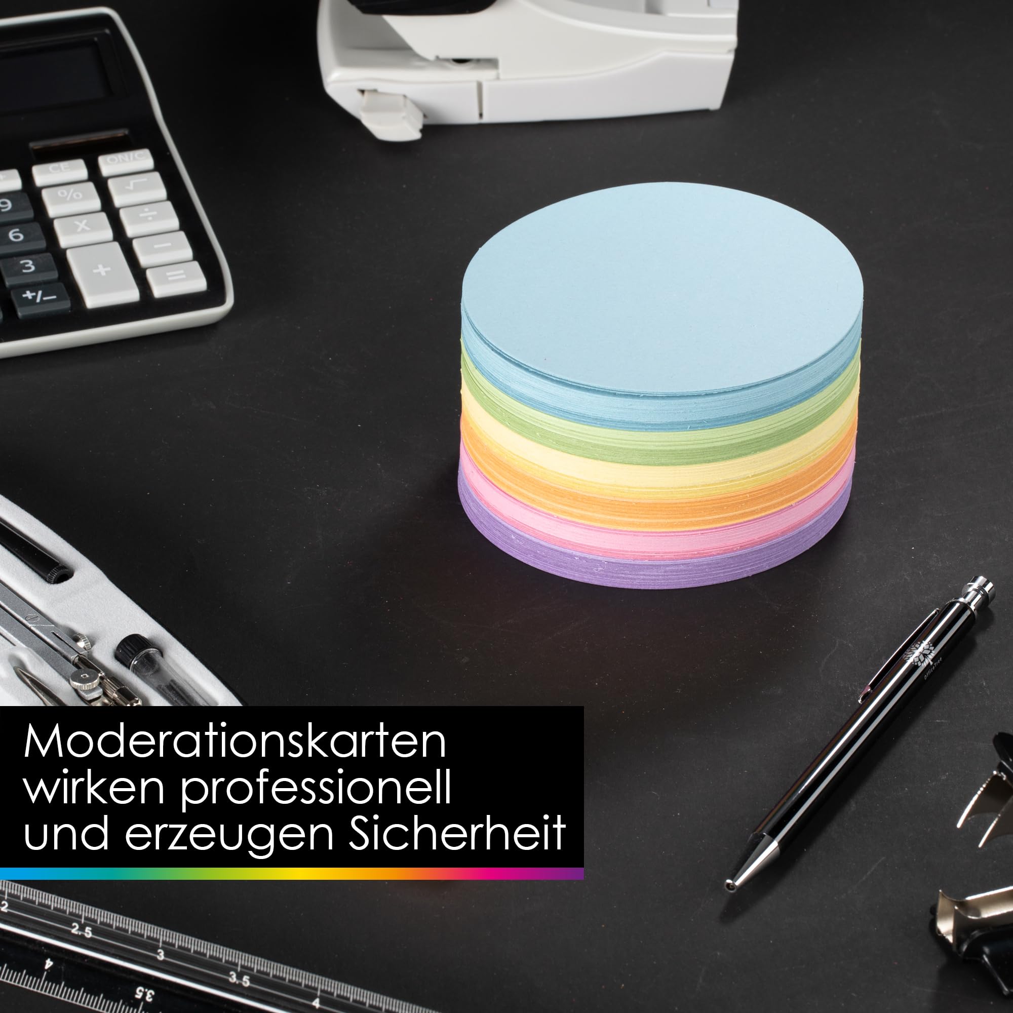 OfficeTree 750x Moderationskarten Set - Pastell Farben - Rund Oval & Rechteckig - Metaplankarten - Präsentationskarten - Moderationsset als Seminar Zubehör für Moderationskoffer und Präsentation