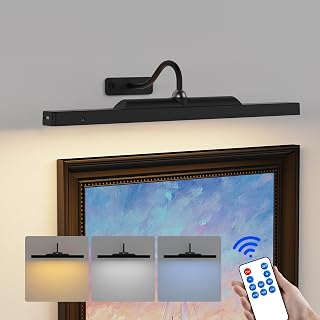 Craftersmark 16in Dimmable Cordless Picture Light - Rechargeable 5000mAh Battery Remote Wall Sconce for Artwork Paintings Photos Gallery Black