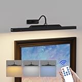 Dimmable Cordless Picture Light with Controller and Timer, Rechargeable 5000mAh Battery Wall Sconce for Wall Pictures, 16in Wall Light for Gallery Artwork, Paintings, Phote, Portraits - Black