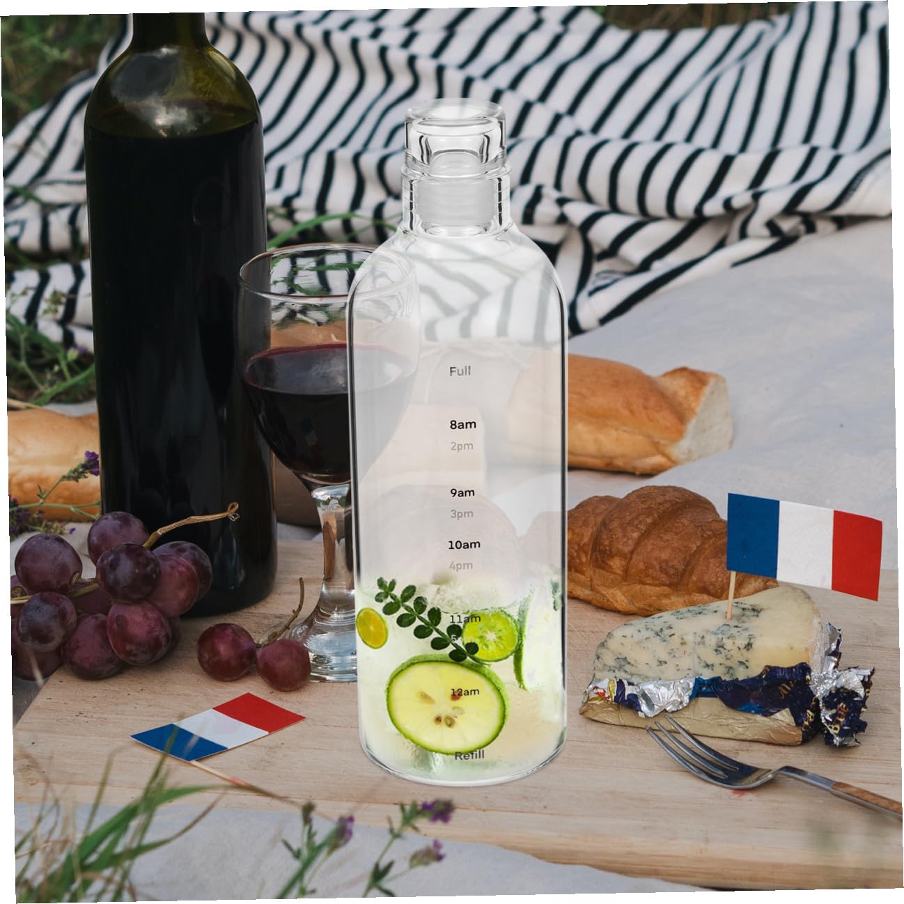 Bouteille D’Eau Vide 750ml en Verre, Portable pour Sport | Bords Lisses, Design Simple et Forme Créative, Usage Vélo et Yoga, Détails en Caoutchouc