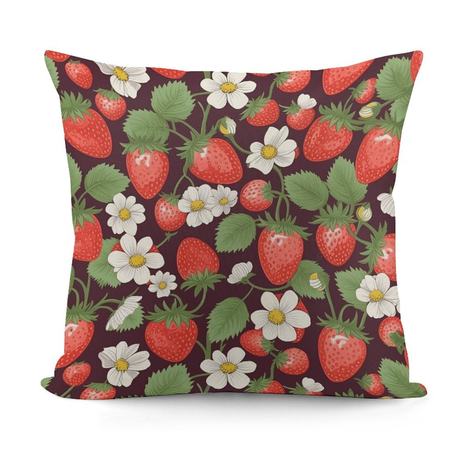 Adfgyerh Style Strawberry3 Decorative Pillow Covers, Throw Pillow Covers Soft For All Seasons, Pillowcases For Couch Living Room Sofa Bedroom 18X18 Inch