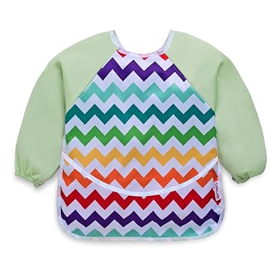LuvLap Baby Long Sleeve Bib, Toddler Children's Leak-Free Bib with Sleeves, Washable/Lightweight/Wipeable (6-24 Months) 