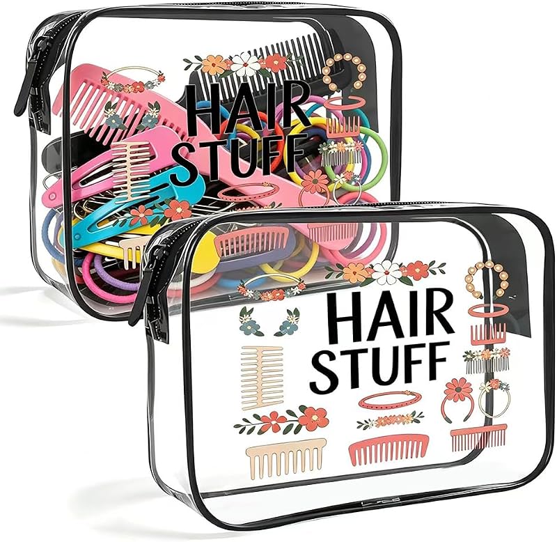 Necessaire transparente HIGH FIT retangular com zíper, Pacote com 2