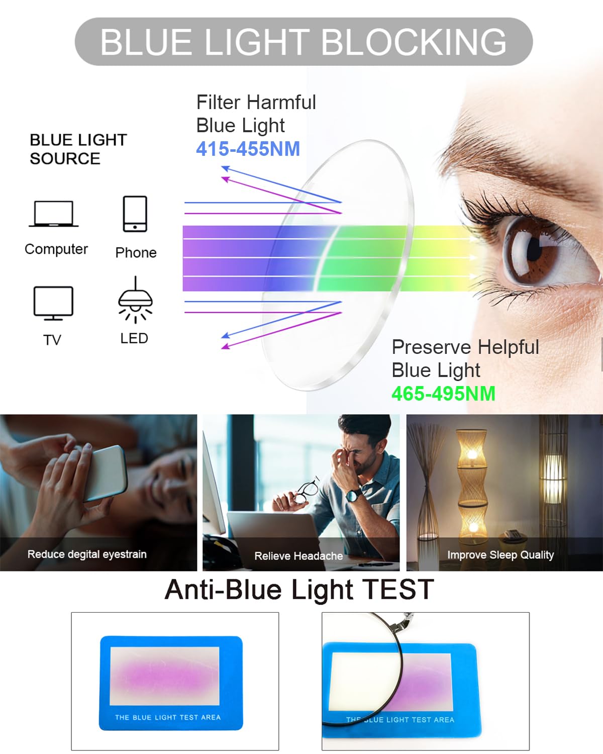 Brigtlaiff - Gafas redondas de bloqueo de luz azul para hombres y mujeres, para juegos de computadora, TV, antifatiga ocular con marco de metal