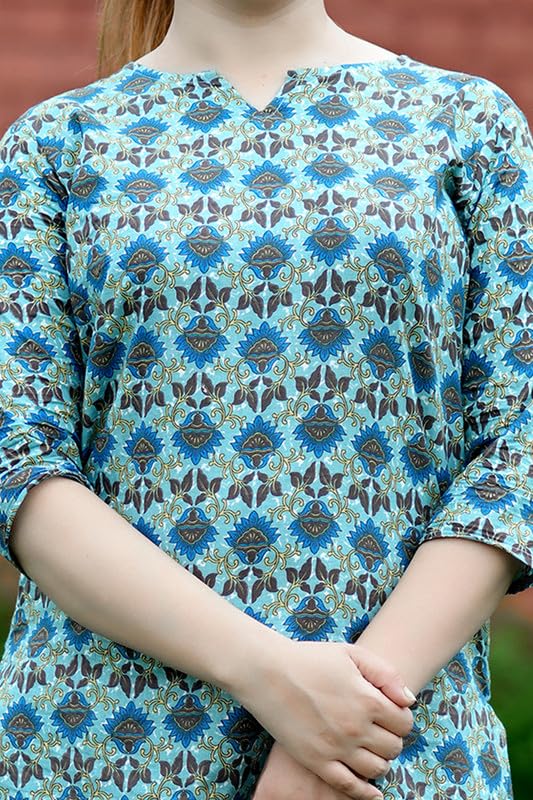 Image of Pure Cotton Printed Night Suits Set for Women | V Neck Night Wear Top and Pyjama Set for Girls