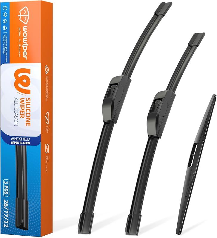 Palhetas de limpador de para-brisa de silicone WOWIPER para Subaru Forester e Outback – Kit com 3 unidades