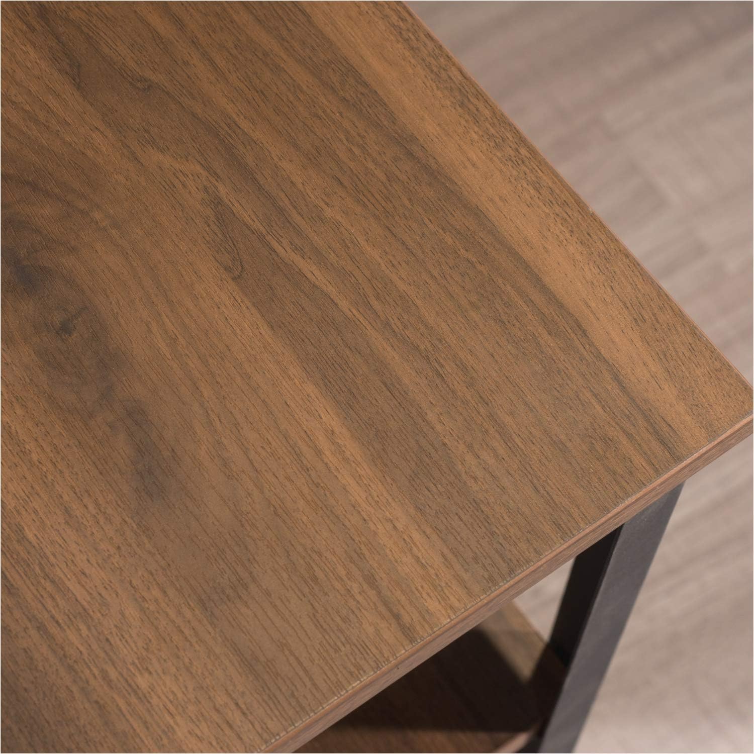 Flаѕh Dеаlѕ - 70% оƒƒ End Table,Ao Lei Accent Table Walnut Color for Living Room,MDF Top & Shelf 3-Tier Storage,Black Color Metal Frame,Tall End Table Night Stand with Castors for Bedroom(Walnut+Black)