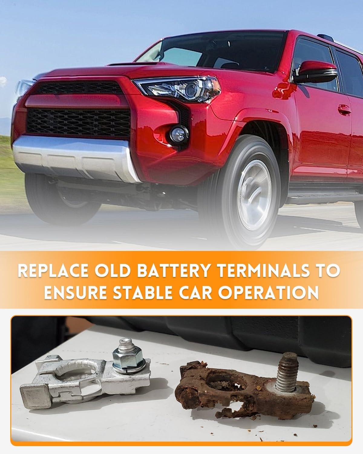 Positive & Negative Battery Terminal Assembly Fit for Toyota 4Runner Corolla RAV4 2007-2023, Fit for Lexus 2002-2023 replace 90982-05054 90982-06059 w/Nut