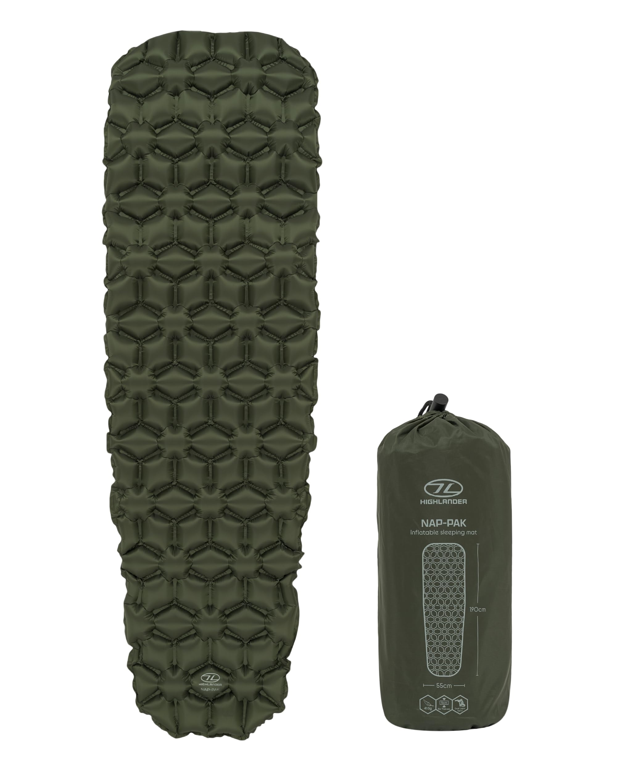 Highlander NAP-PAK Inflatable Camping Mat - Ultralight Sleeping Mat for Camping & Backpacking - Compact Inflatable Mattress, Durable Ripstop Nylon, 415g - Eco-Friendly Sleeping Mat โ image 1