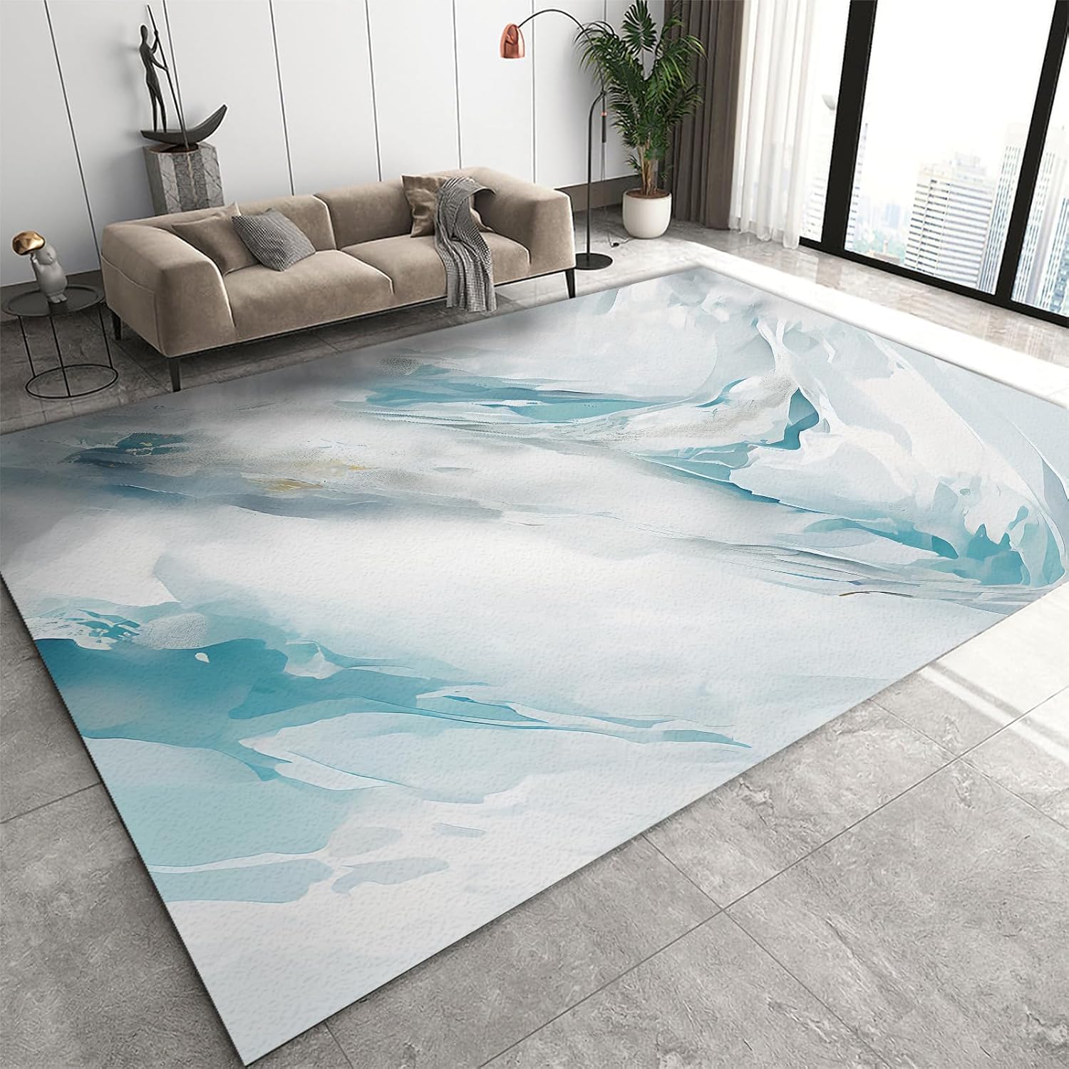 Tapis de zone 3D abstrait et tapis géométrique doux pour chambre d'enfant