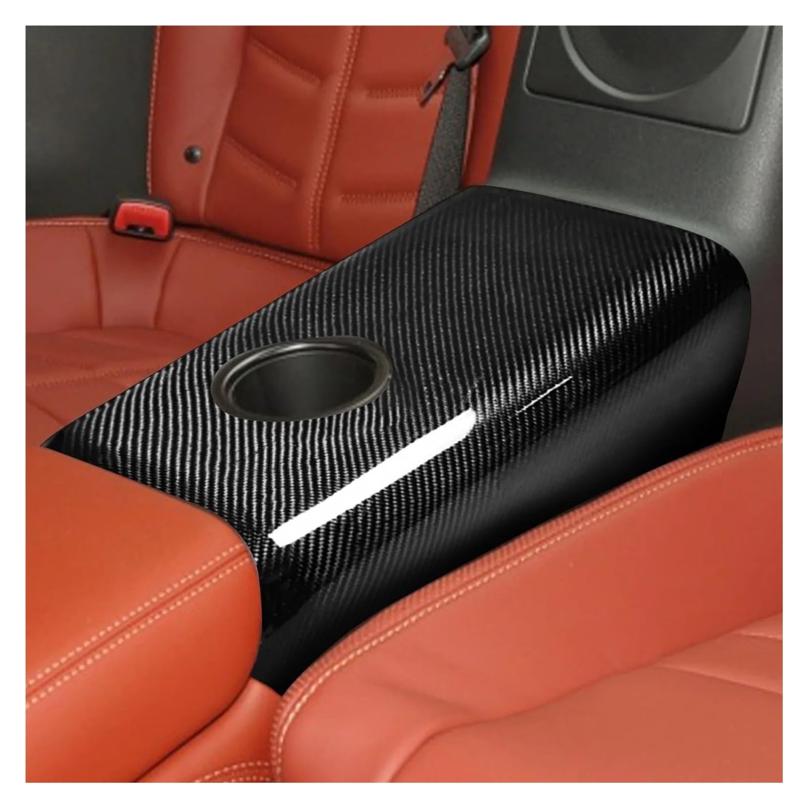 Ajuste de la Cubierta del Panel del apoyabrazos del Asiento Trasero de Fibra de Carbono Negro Compatible con Nissan GTR R35 09-16