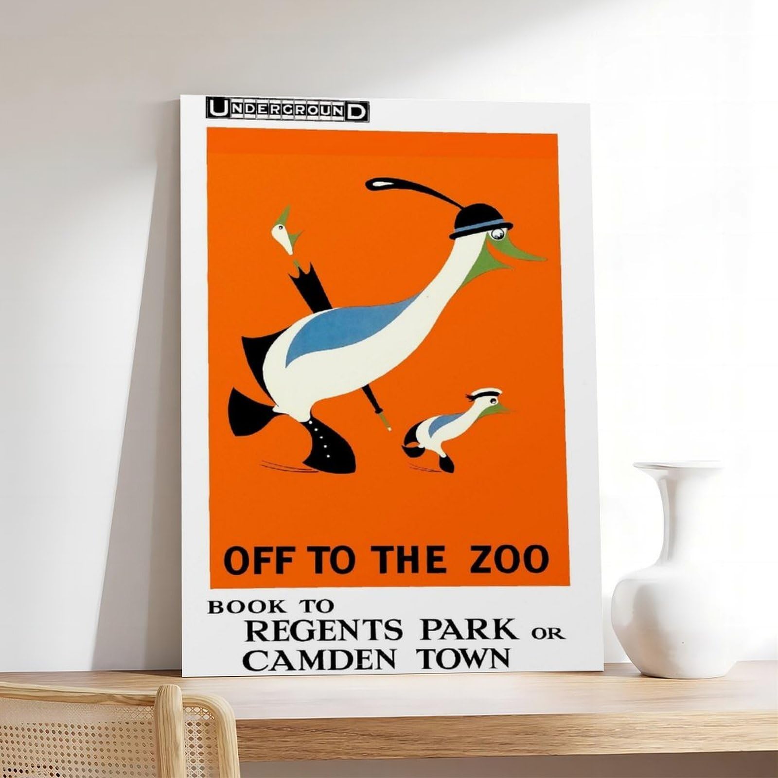 Poster su tela con scritta "Off to the Zoo London Underground", decorazione per camera da letto, ufficio, stanza, regalo, 40 x 60 cm