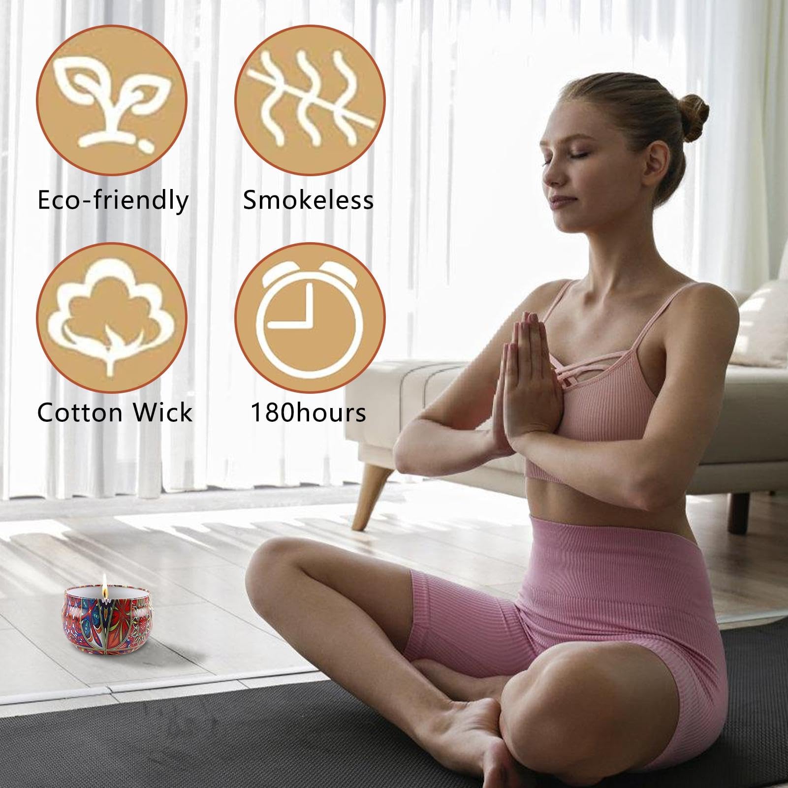 Velas de viaje para mujer, velas de aromaterapia – Juego de 9 velas de aromaterapia de soja natural | Velas relajantes con fragancia para leer, citas, miel, el
