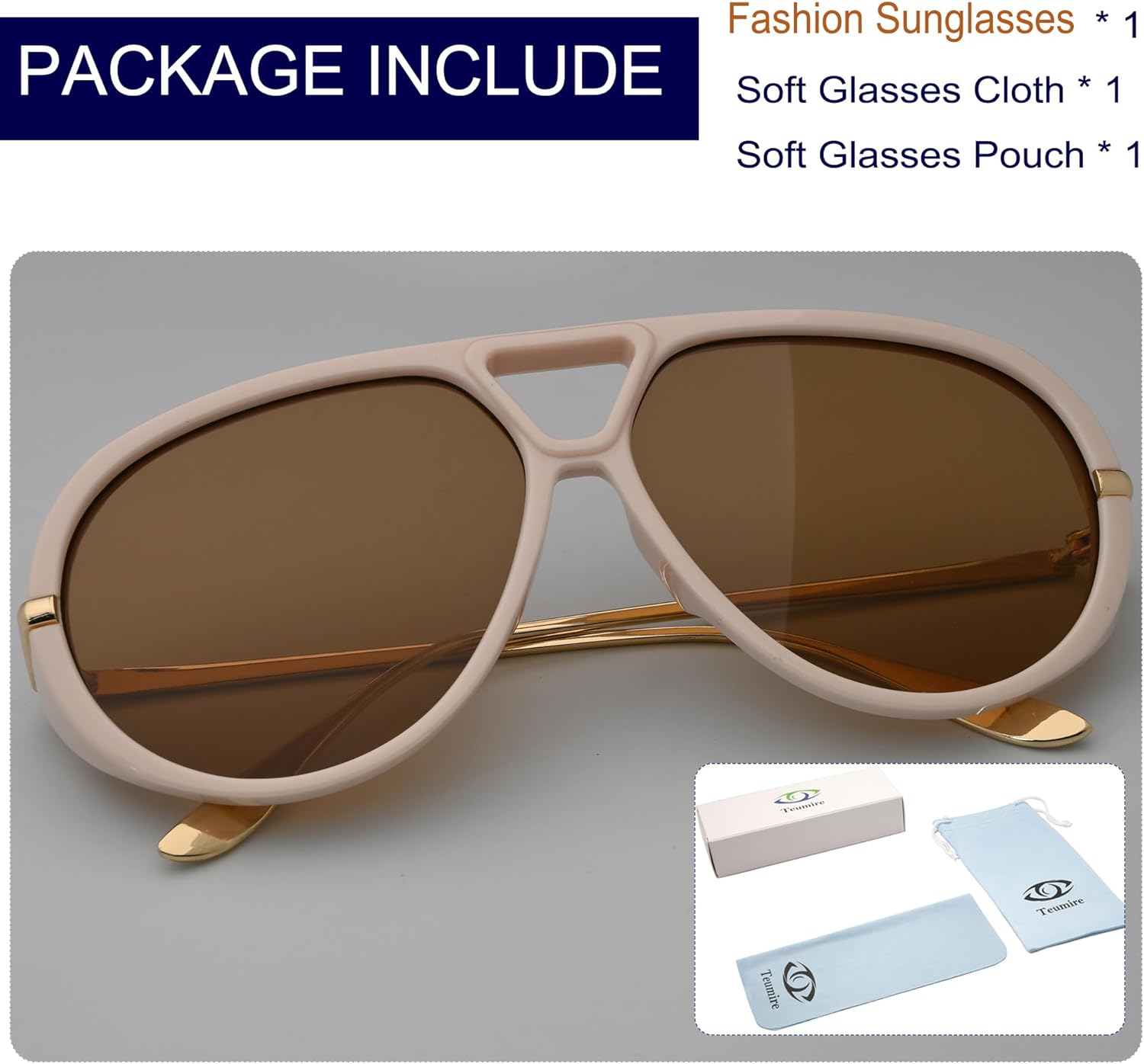 Trendy Oversized Aviator Sunglasses for Women Men Retro Big Large Shield Sun Glasses Vintage Shades - Image 6