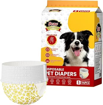 Dono Dog Diapers, Wide Waist Dog Diapers, 360  Leak Proof, Baby Diapers, Disposable Diaper Wear, Estratio, Menstruation, Nursing Dog Manner Pants for Small Dogs, Medium Dogs, Cat Paper Diapers, Small Size 14 Sheets x 1 Pack, Fits Girth 10.2 - 15.7 inches 26 - 40 cm