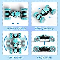 Vista 6 de Coche de control remoto, sensor de gestos RC Stunt Cars Juguetes para niños de 8, 9, 10, 11 y 12 años, 2.4GHz 4WD RC de doble cara 360° voltea