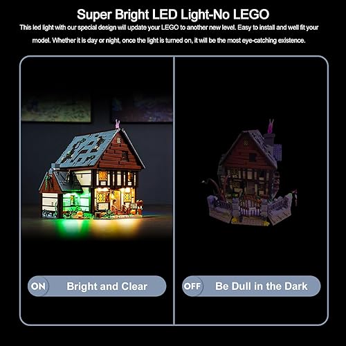 Miniatura 5 de BrickBling Iluminación LED compatible con Lego 21341 Hocus Pocus The Sanderson Sisters' Cottage, versión de luz con control remoto (solo luces, sin