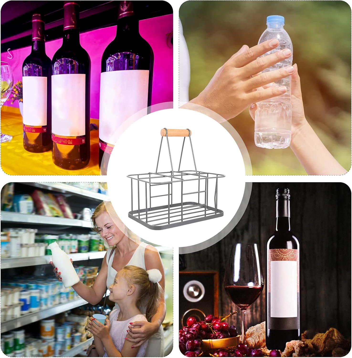 Cabilock 1pc Creative Beverage Storage Rack Bottle Wine Holder for Home Bar Ktv Practical Design for Organized Wine Cartons Grey Color Easy to Carry