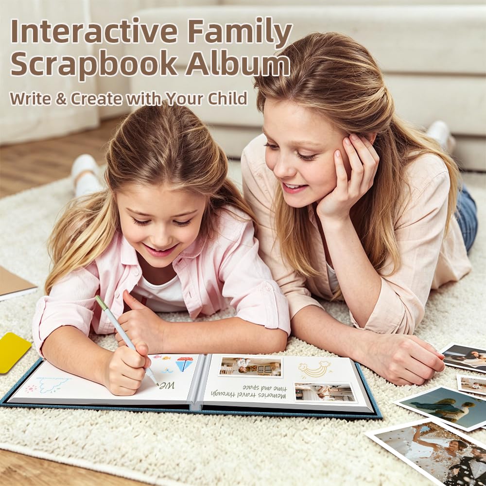 popotop Album fotografico autoadesivo in lino, 15 x 10 cm, 15 x 18 cm, 20 x 25 cm, 40 pagine, album fotografico personalizzato per matrimoni, bambini, viaggi, Polaroid, con raschietto e penna
