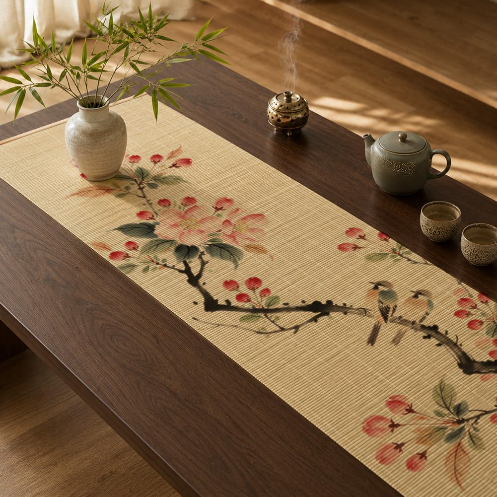 ANATTASOUL Sparrows Bamboo Table Runner for Home Kitchen Decor(47.2"*11.8") — image 1