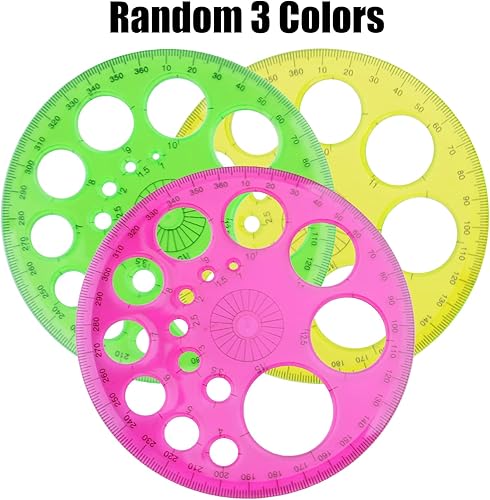 Vista 2 de Aylifu 3 piezas de plástico plantilla regla círculos dibujo plantilla geométrica herramienta multifunción para oficina escuela hogar 3