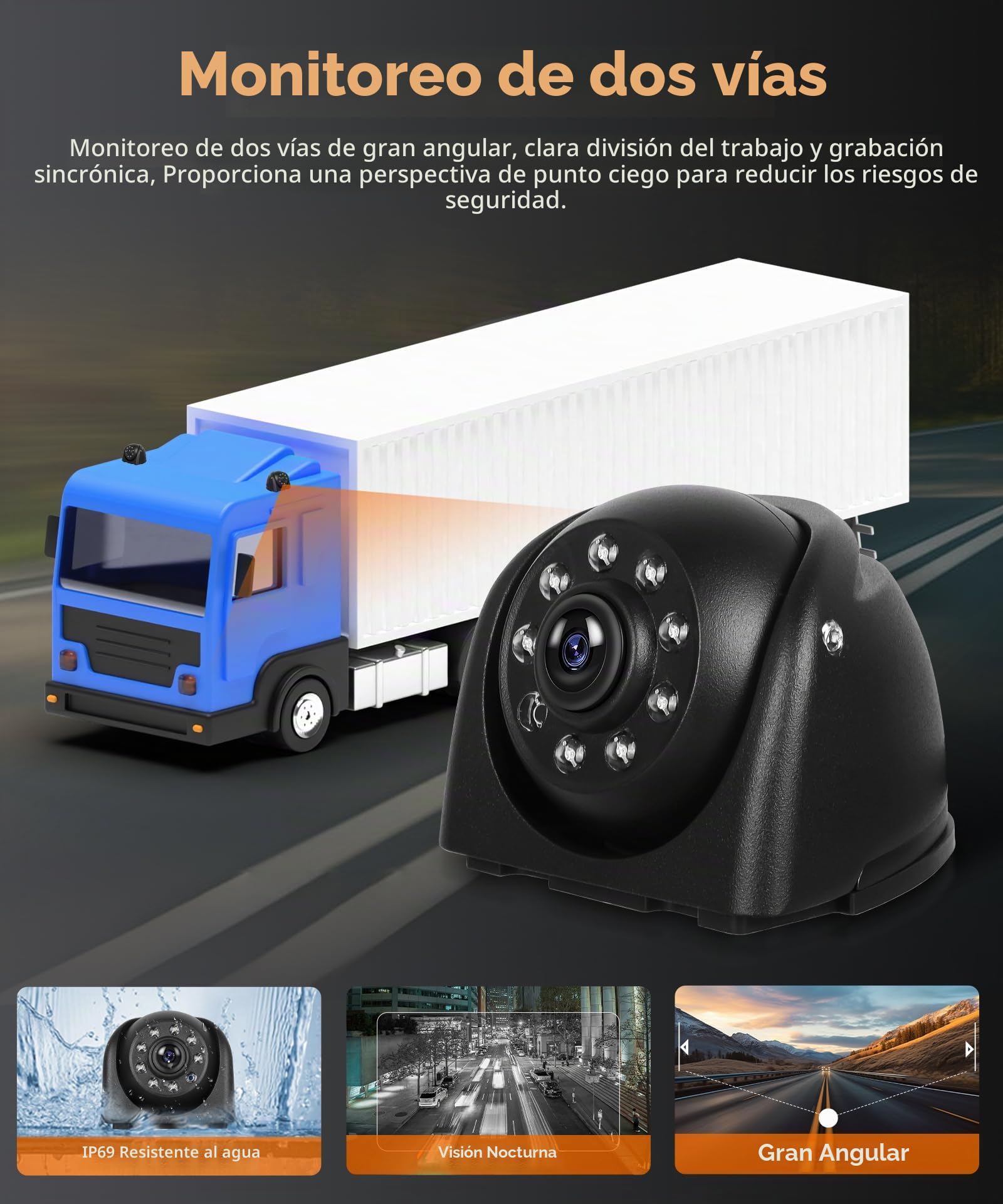 LKW Espejo retrovisor Dashcam con 2 cámaras de marcha atrás, espejo retrovisor de pantalla vertical para camiones y autobuses, 10,36 pulgadas pantalla táctil con sistemas BSD/DVR/grabación en bucle