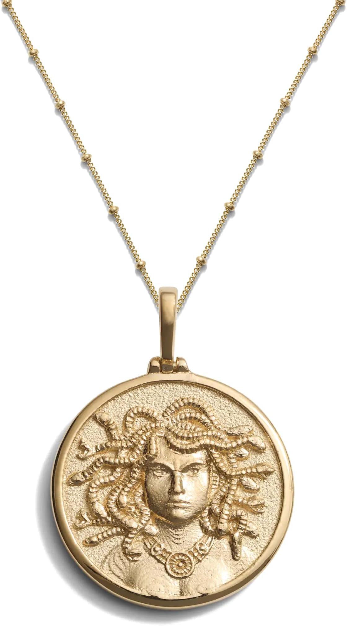 AWEInspired Goddess Necklace - Coin Necklace w/Gold Vermeil or Sterling Silver Chain - Goddess Gold or Silver Pendant for Women - Statement Layering Charm Necklace (Gold or Sterling Silver, 20-22")