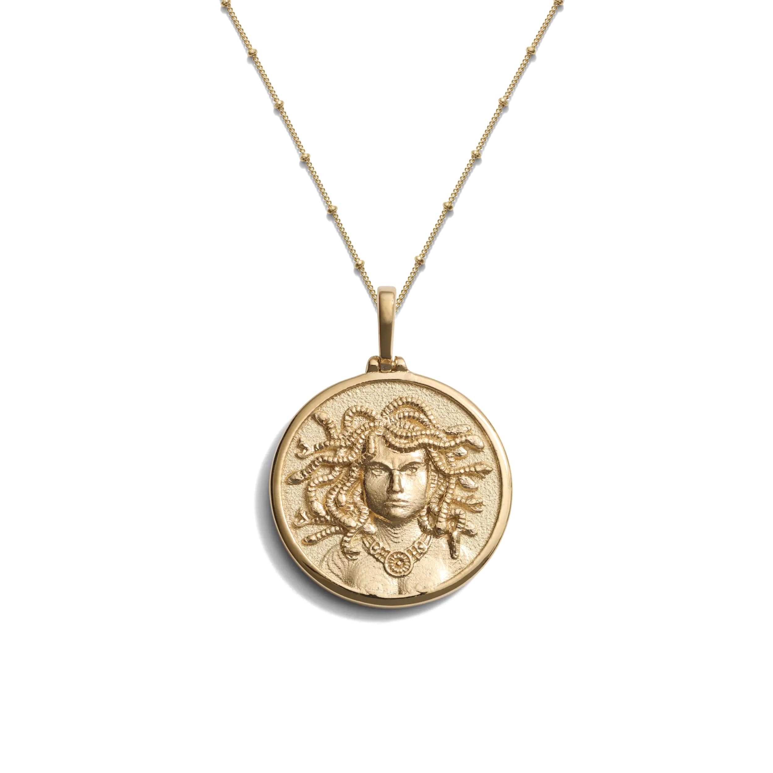 AWEInspired Goddess Necklace - Coin Necklace w/Gold Vermeil or Sterling Silver Chain - Goddess Gold or Silver Pendant for Women - Statement Layering Charm Necklace (Gold or Sterling Silver, 20-22")