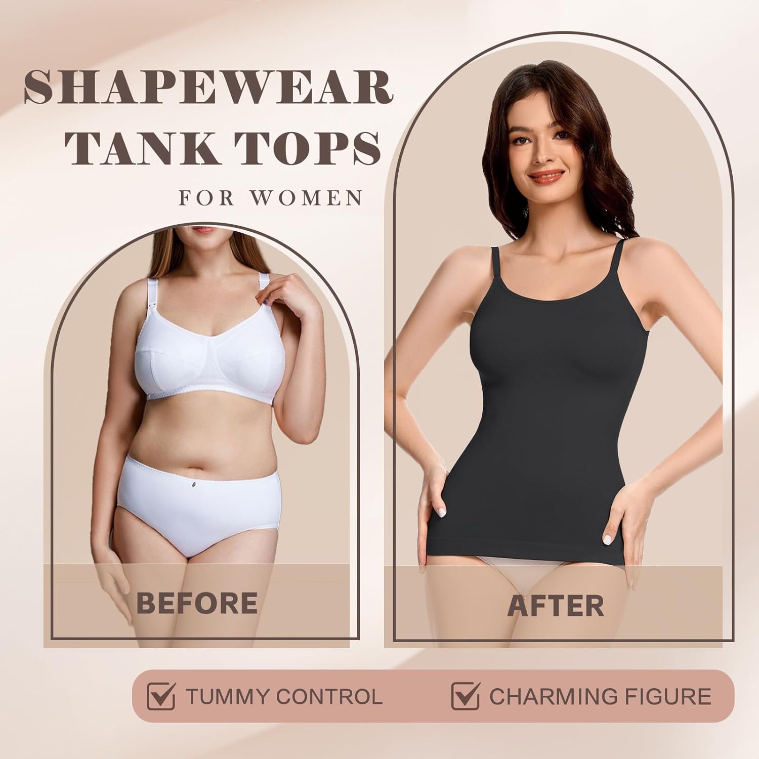 Compression Tank Tops for Women Tummy Control Shapewear Camisole Seamless Body Shaper Cami - Image 4