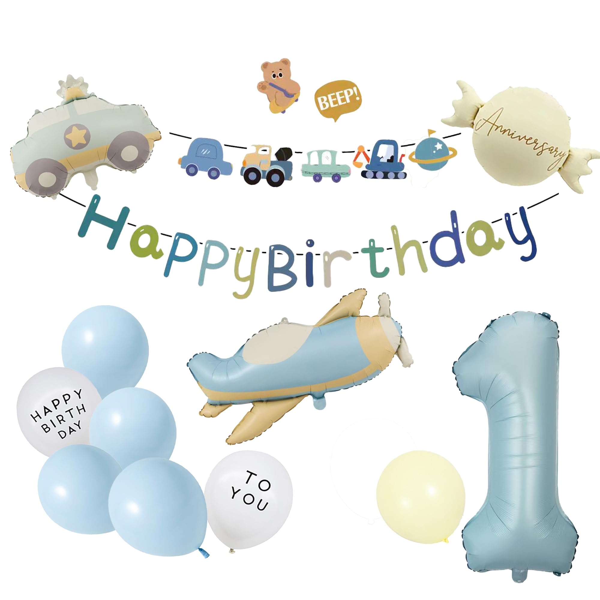 Amazon | ZHUHAOYUN 誕生日 飾り付け 1歳 誕生日風船乗り物バルーン