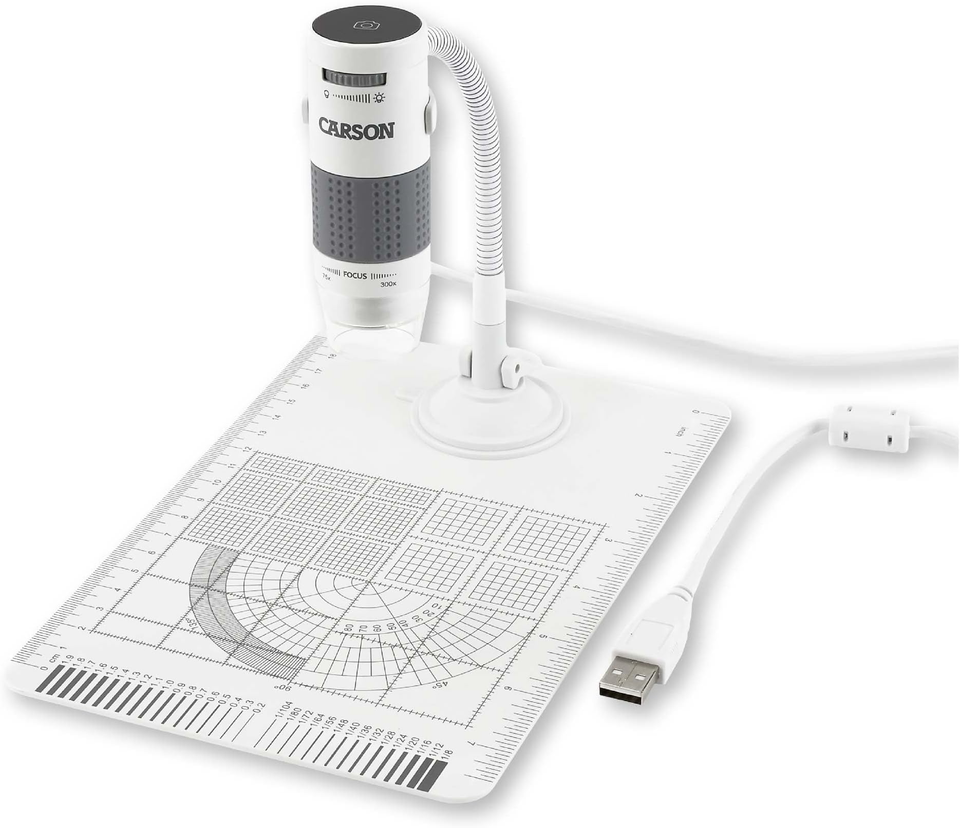eFlex 75x or 300x Power LED Lighted USB Digital Microscope with Flexible Stand and Base (MM-840)