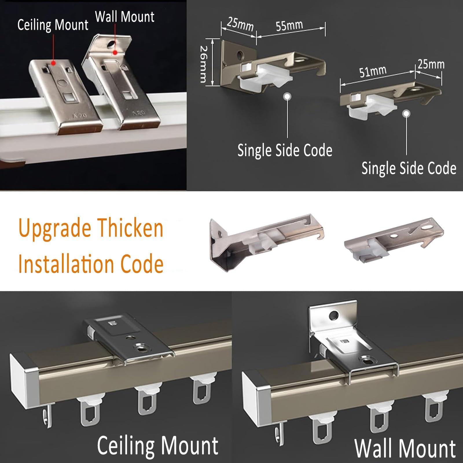 Set di binari per tende da soffitto per finestre a bovindo e divisorio per camper, sistema di binari per tende in alluminio con asta di scorrimento scorrevole per un facile scorrimento