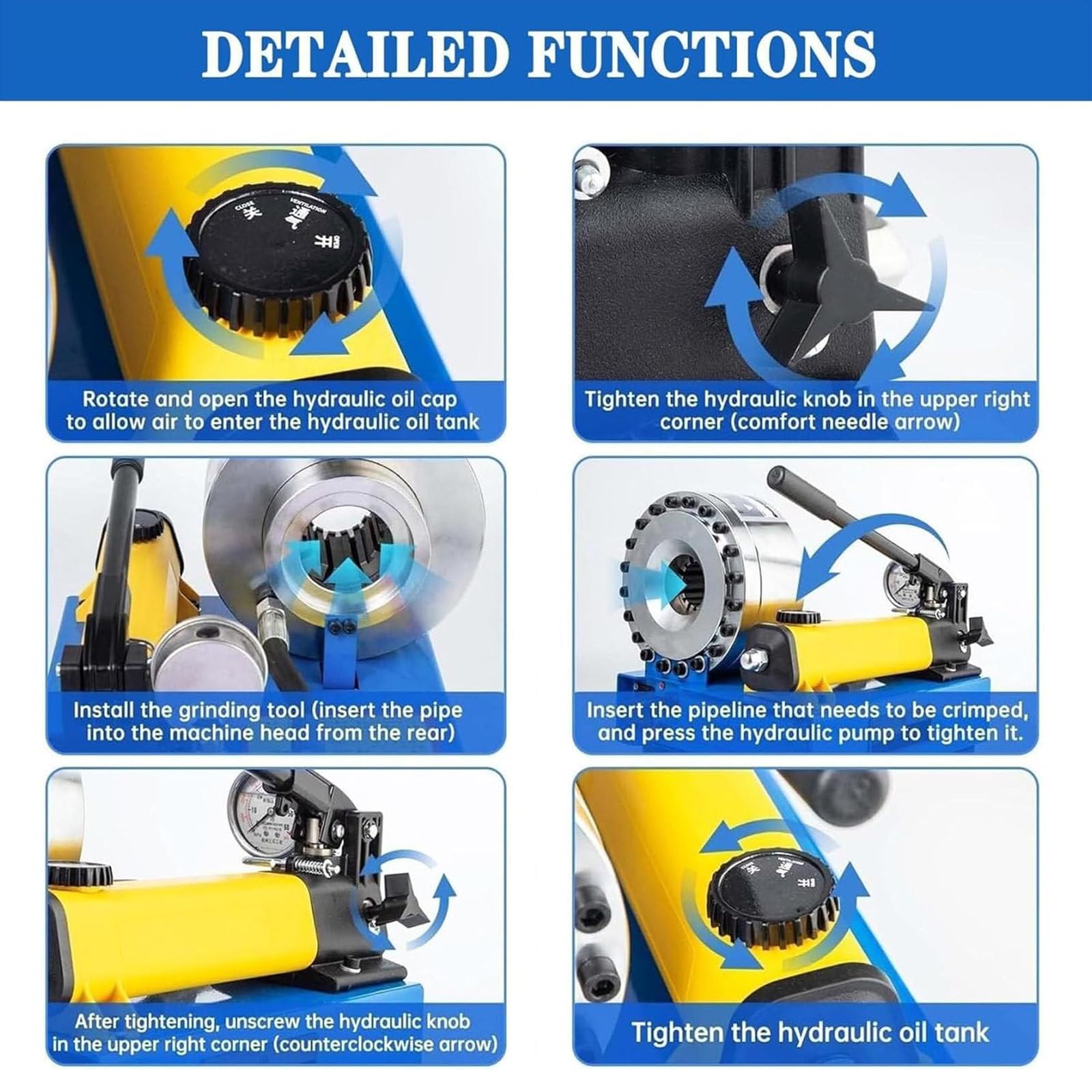 Zakuwarka węży z 7 zestawami matryc,ręczna hydrauliczna maszyna zaciskania,hydrauliczna zaciskarka węży 35mpa,ręczna maszyna obkurczająca,hydrauliczna rura olejowa