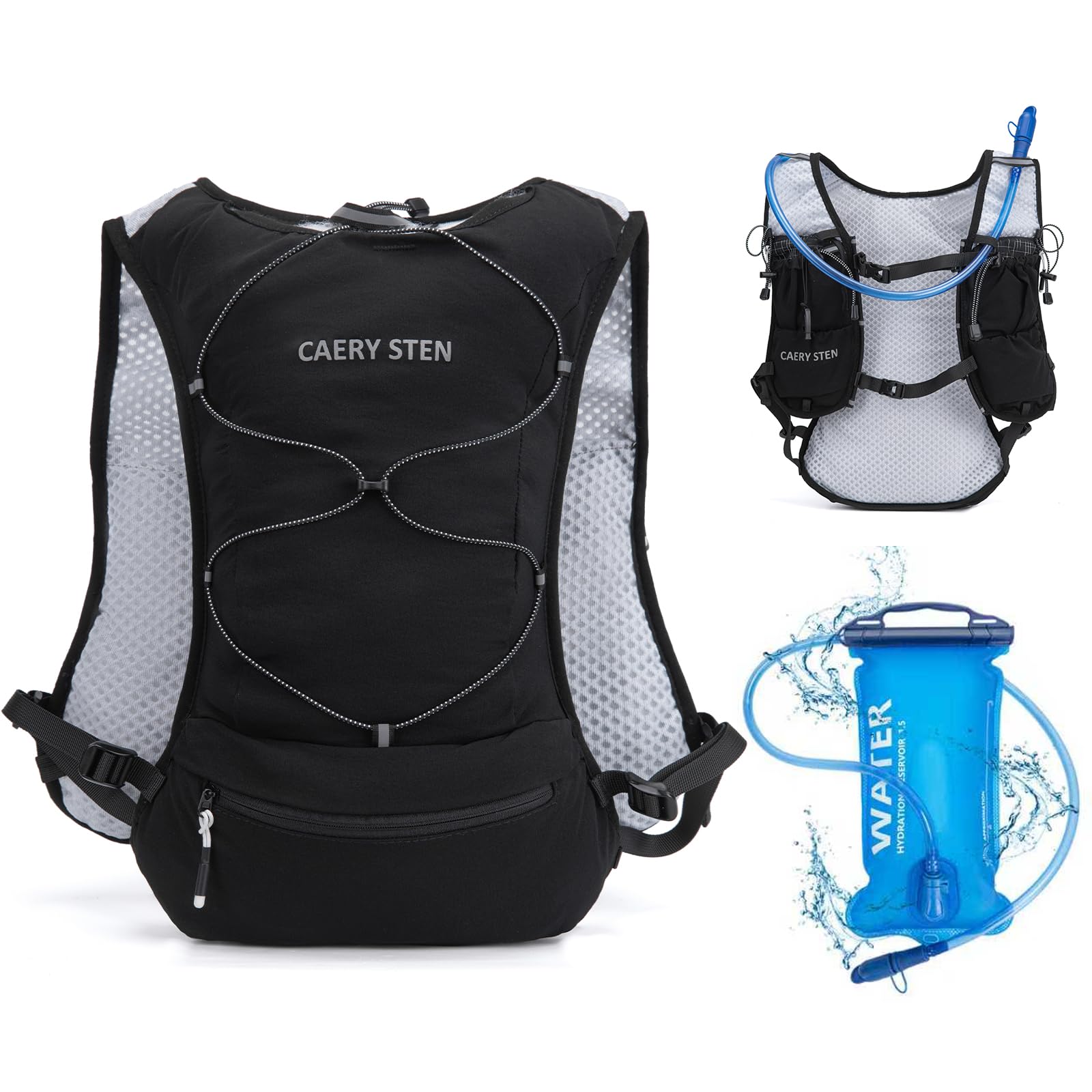 Lightweight Hydration Backpack, 1.5L Water Bag Running Vest | Nylon is waterproof, wear-r…