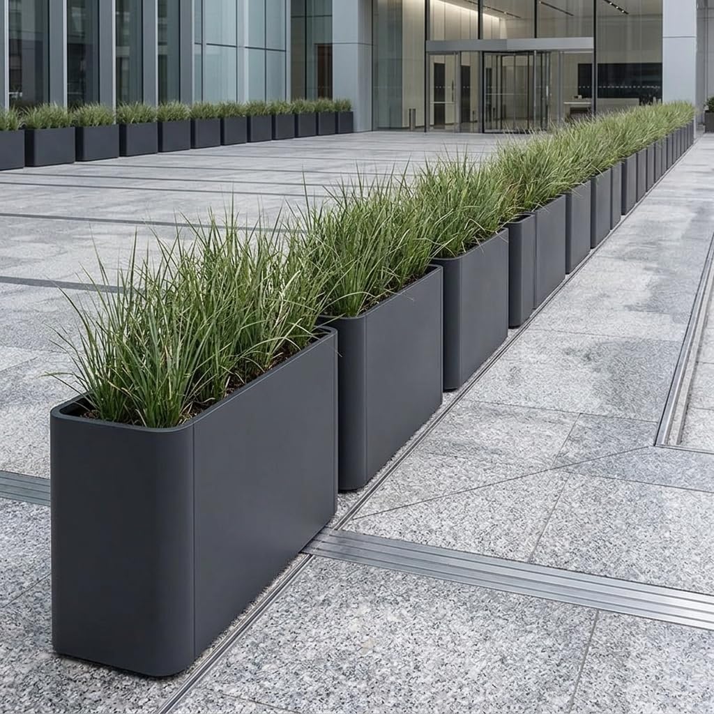 Fioriera da Esterno in Metallo Classica, 100x40x60 cm | metallo resistente, per uso esterno, design antico, combinabile, marrone, ferro, per Piante