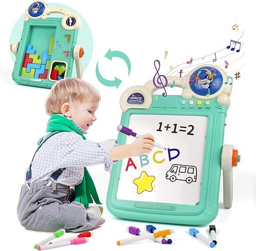 Caballete artístico para niños, tablero de dibujo de doble cara con accesorios de pintura, juegos de mesa Tetris con bloques de construcción, disponible en Yaxa Colombia