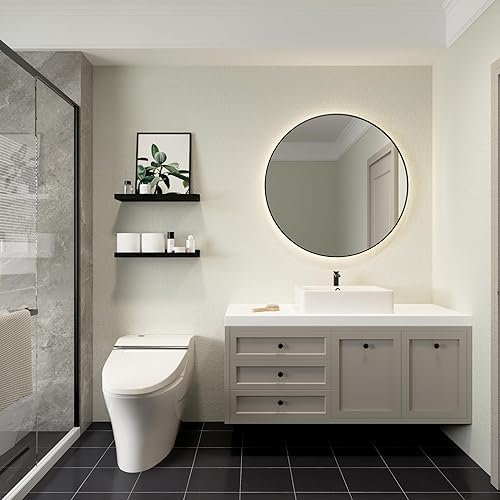 Miniatura 6 de Juego de 2 estantes flotantes montados en la pared, modernos estantes de pared negros para almacenamiento con labio, estante de repisa de imágenes