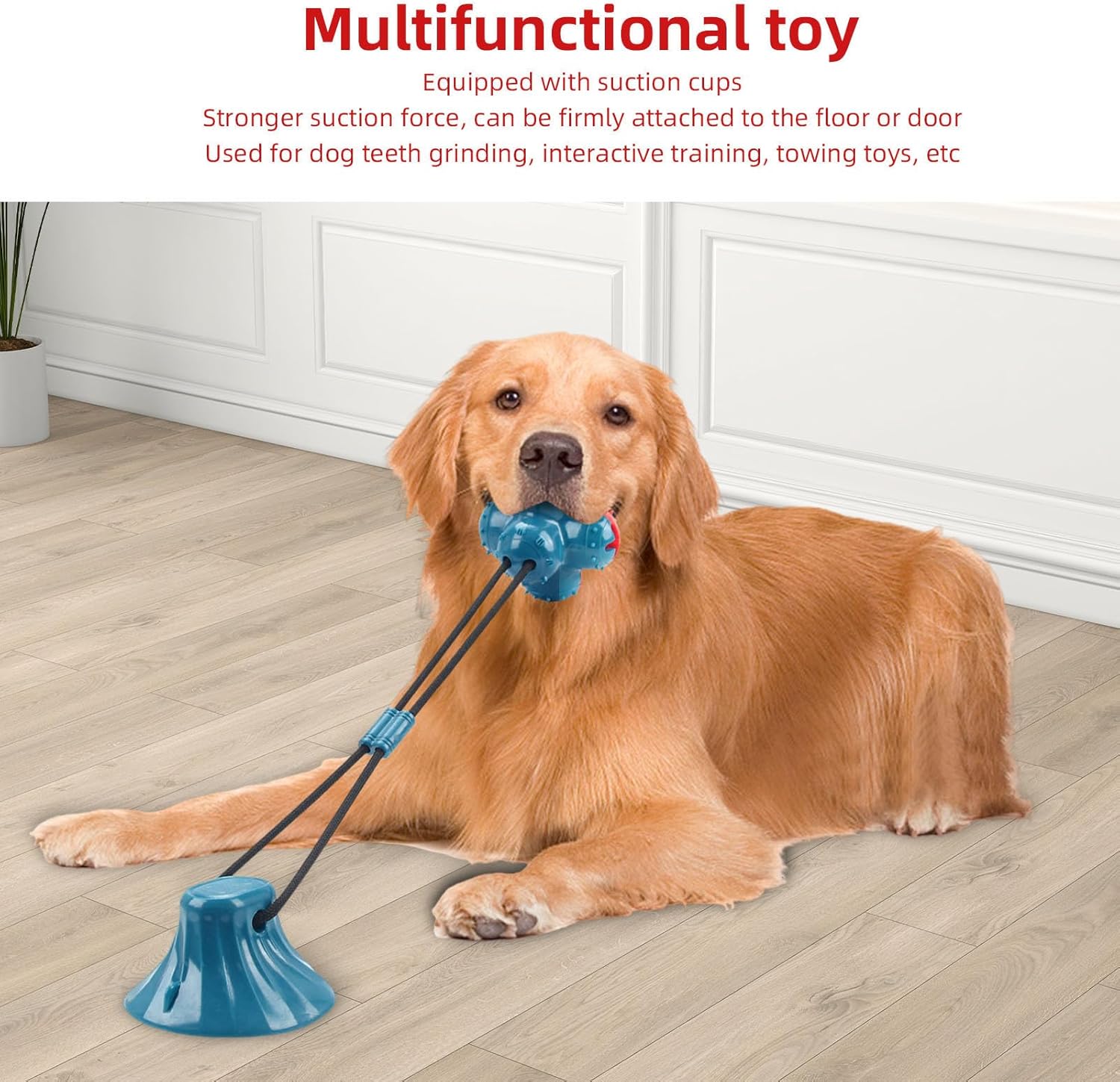 Interactive Dog Toys Bundle, Suction Cup Tug Rope, Flying Ball Frisbee and Cow Squeaky Latex Toy, Tough Chew and Fetch Play Set for Puppy Small Big Dogs