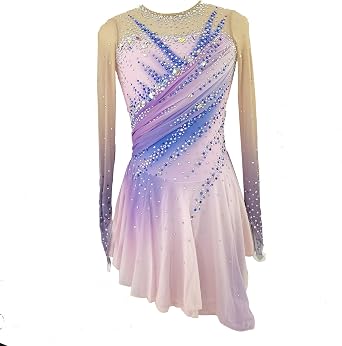 Girls Purple Gradient Figure Skating Dress Professional Customized Competition Performance Costume