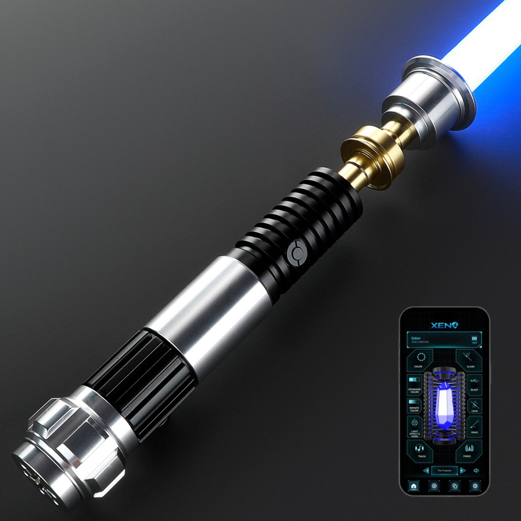 Sable de luz G4E con aplicación Bluetooth, oscilación suave, 16 fuentes de sonido, cambio de color RGB infinito, control de movimiento. RGB mejorado v3.0. Sable de luz para adultos y cosplay (Obi RGB