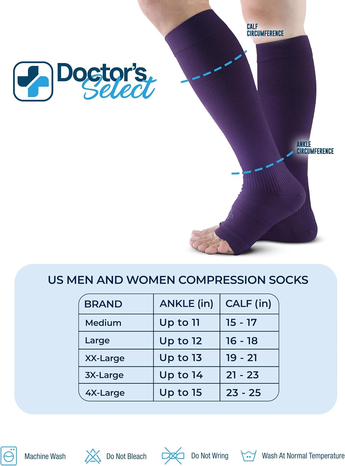 Doctor's Select 3 Pairs Copper Toeless Compression Socks Women & Men - 20-30 mmHg Open Toe Compression Socks Knee High Women - Image 6