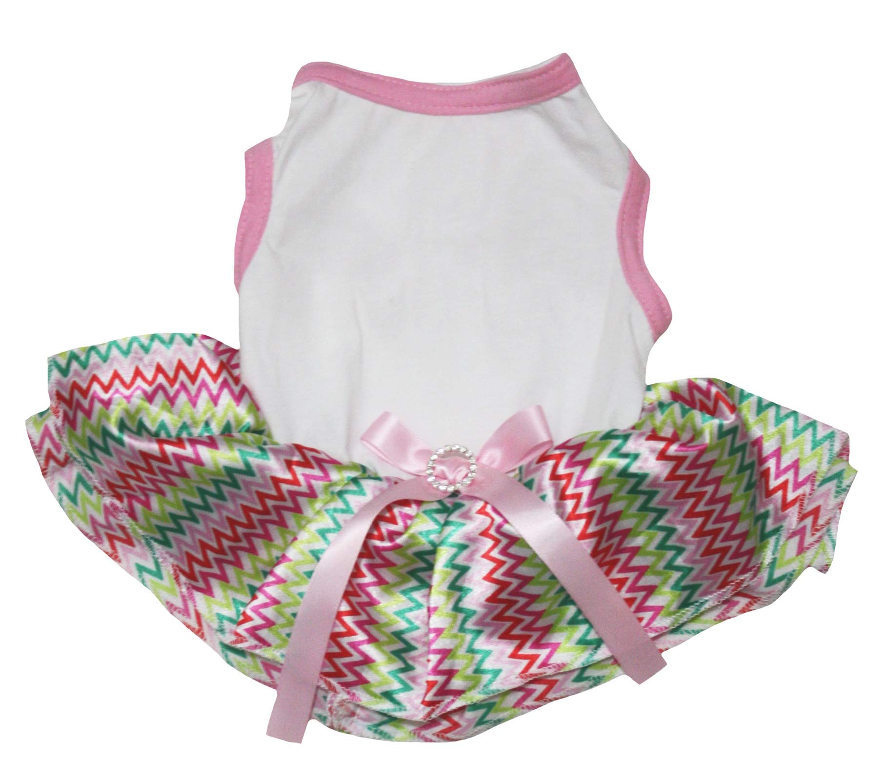 Robe de Pâques pour chiot en coton blanc et tutu chevron