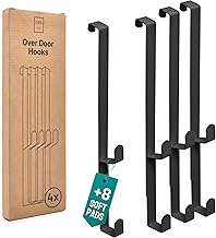 D&D Living® Door Hooks for Hanging up to 16mm | 4x Double Hook for Door Coat Rack | Clothes Hooks for Door and Wardrobe (Black)