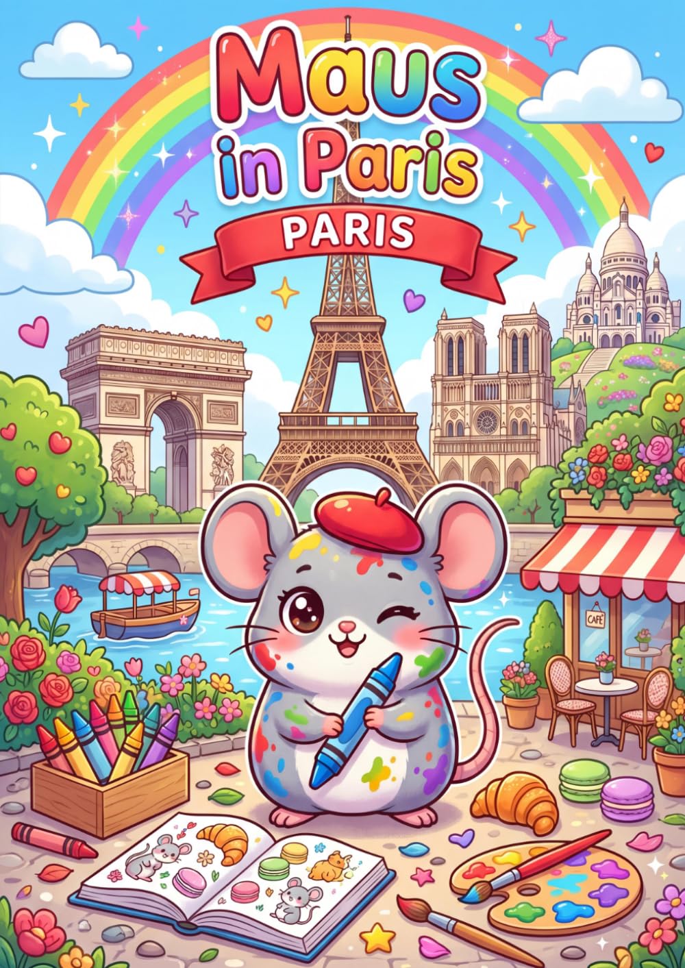 Maus in Paris — Ausmalbuch für Kinder ab 4 Jahren: 50 liebevolle Motive zum Ausmalen: Große Bilder, dicke Linien, einseitig bedruckt · Mein Großes Ausmalbuch Band 8