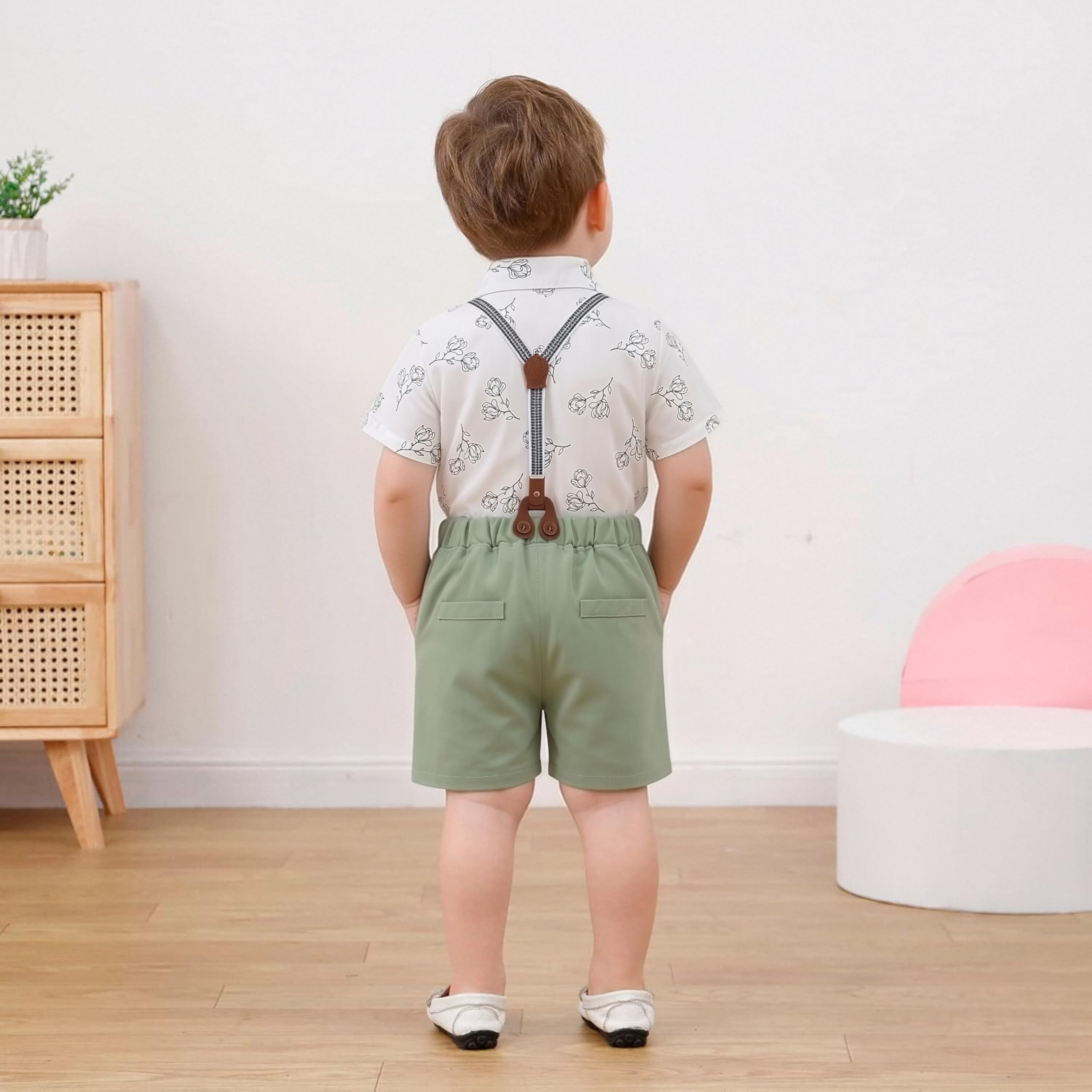ZOEREA Jungenkleidung für Kinder, formeller Anzug, Sommer, kurzärmeliges Hemd und Shorts, Gentleman-Outfit, 2-teiliges Bekleidungsset, 5–10 Jahre