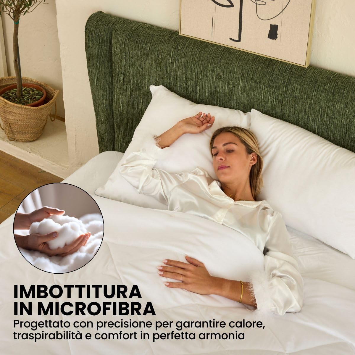 DREAMWAY Piumino Letto Matrimoniale 220x240 cm 4 Stagioni – Trapunta in Microfibra 300 gsm Morbida e Traspirante per Autunno/Inverno – Bianco, Certificata Oeko-Tex, Lavabile in Lavatrice