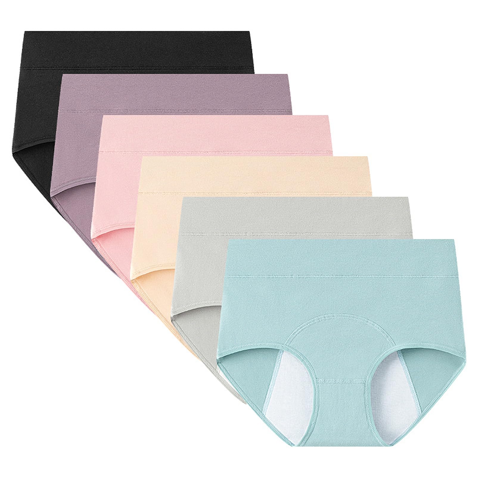 ZJHTK Incontinence Ladies Briefs, High Waist Incontinence Underwear for Women Washable, Cotton Panties, 6Pcs, Multi Colored, Large-image-34
