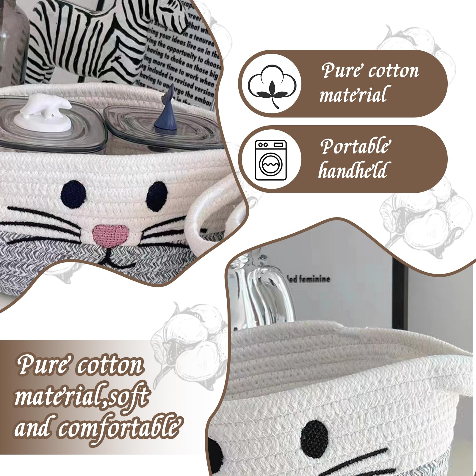 YenMzx Cat Toy Basket, Woven Storage Basket for Pet Toys and Kids Toys Cute Organizer for Nursery Home Decor, Gift Giving - Image 2