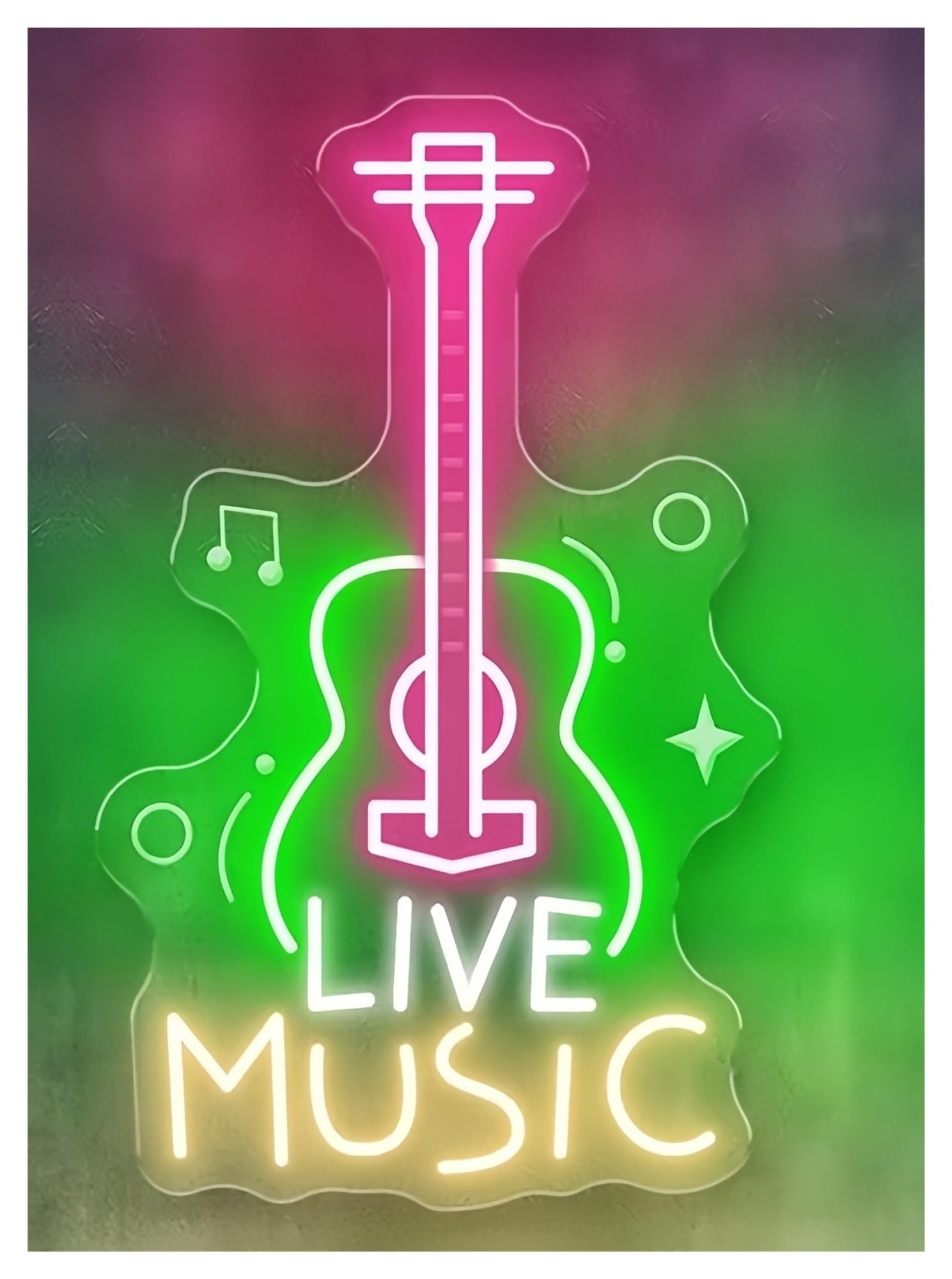 Shouxi E Sign Lamp Music Guitar Neon Sign Room Decor Bar Studio Decoration Guitar Player(,50X30cm)